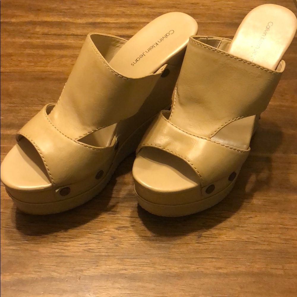 Calvin Klein Nude Wedges